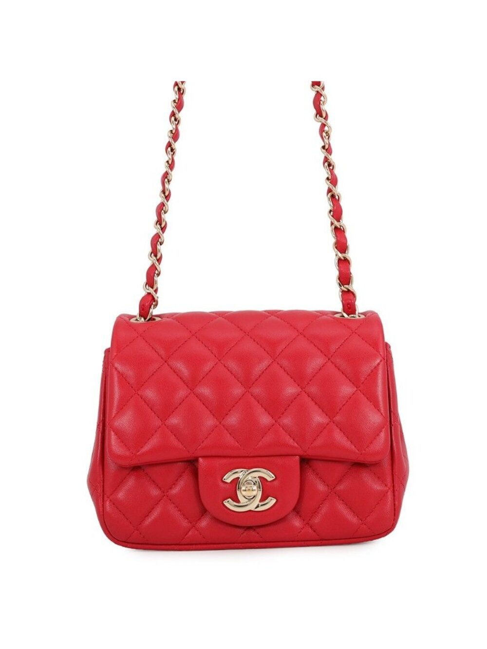 Chanel Chain Shoulder Bag Mini Quilted CC Logo Lambskin